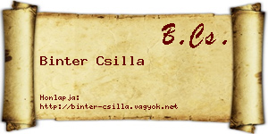 Binter Csilla névjegykártya